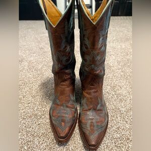 Old Gringo - Brown Cowboy Boots with Teal Stitching - Size 7B